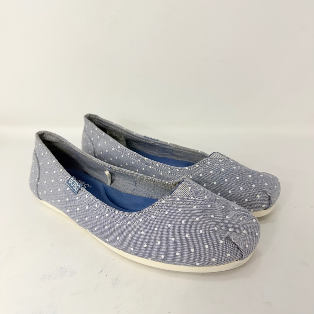 Bobs from Skechers Navy Polka Dot Memory Foam Flats 33477 Womens 9